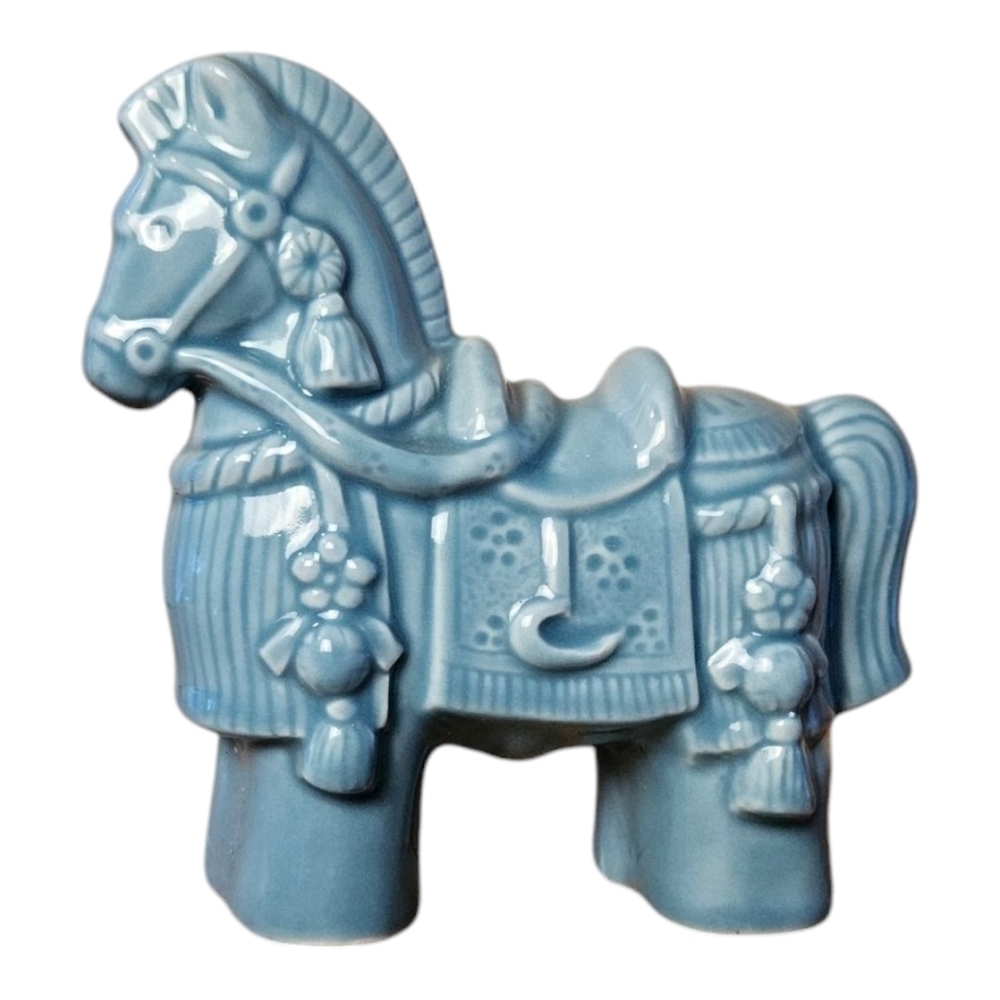 Celadon Blue Green ceramic horse glazed decorative horse figurine​​​​​​